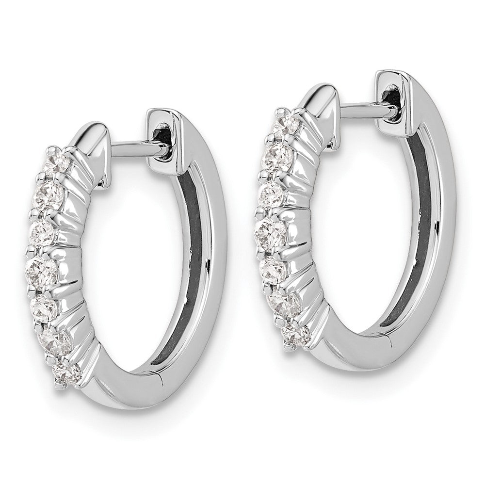 10k White Gold 1/4 carat Diamond Round Hinged Hoop Earrings