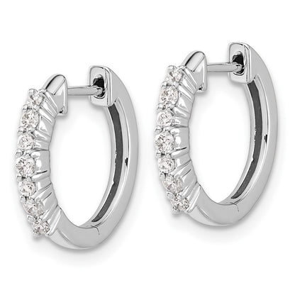 10k White Gold 1/4 carat Diamond Round Hinged Hoop Earrings