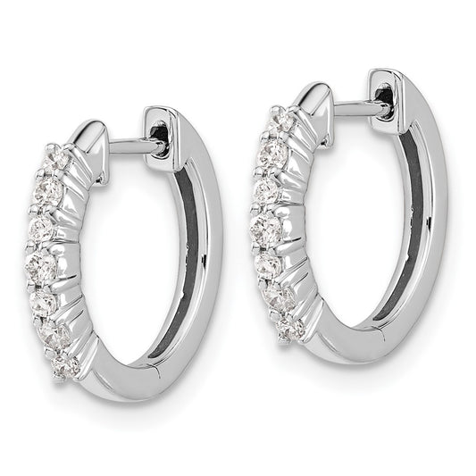 10k White Gold 1/4 carat Diamond Round Hinged Hoop Earrings