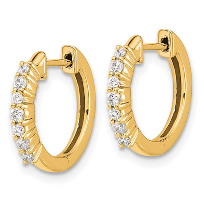 10k 1/4 carat Diamond Round Hinged Hoop Earrings