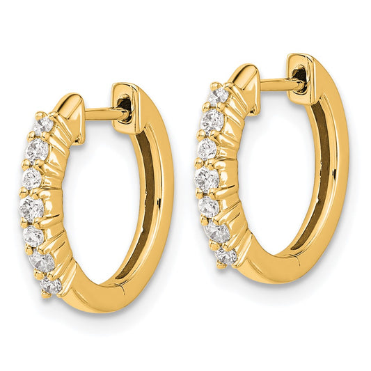 10k 1/4 carat Diamond Round Hinged Hoop Earrings