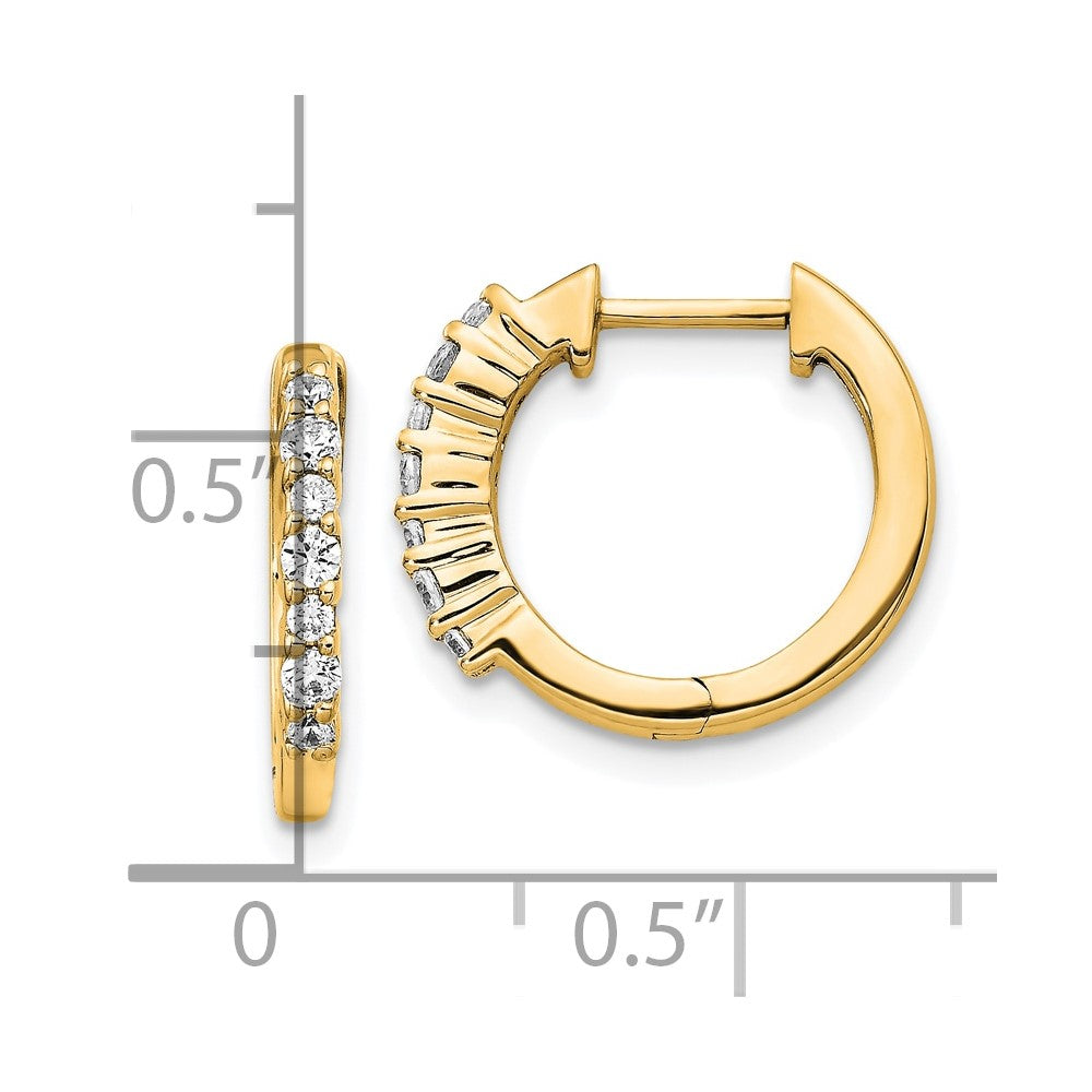 10k 1/4 carat Diamond Round Hinged Hoop Earrings