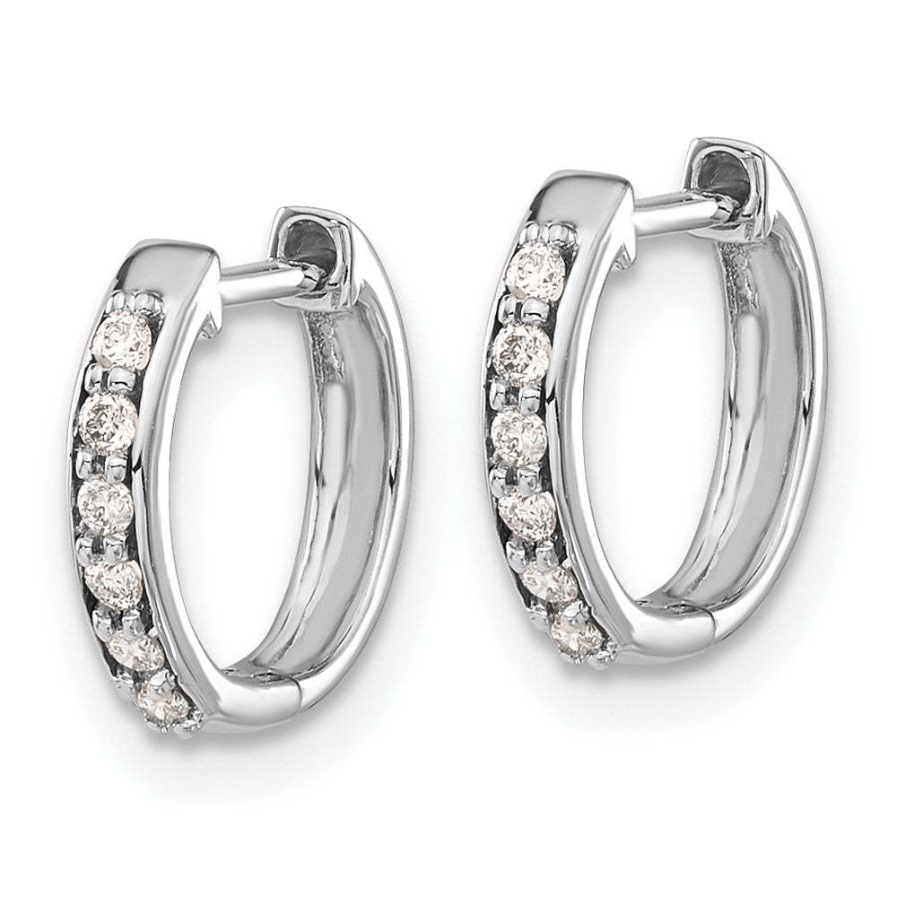 10k White Gold 1/8 carat Diamond Round Hinged Hoop Earrings
