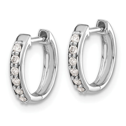 10k White Gold 1/8 carat Diamond Round Hinged Hoop Earrings