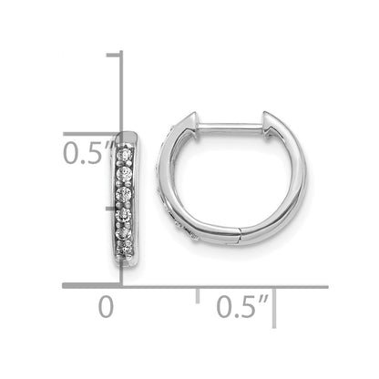 10k White Gold 1/8 carat Diamond Round Hinged Hoop Earrings