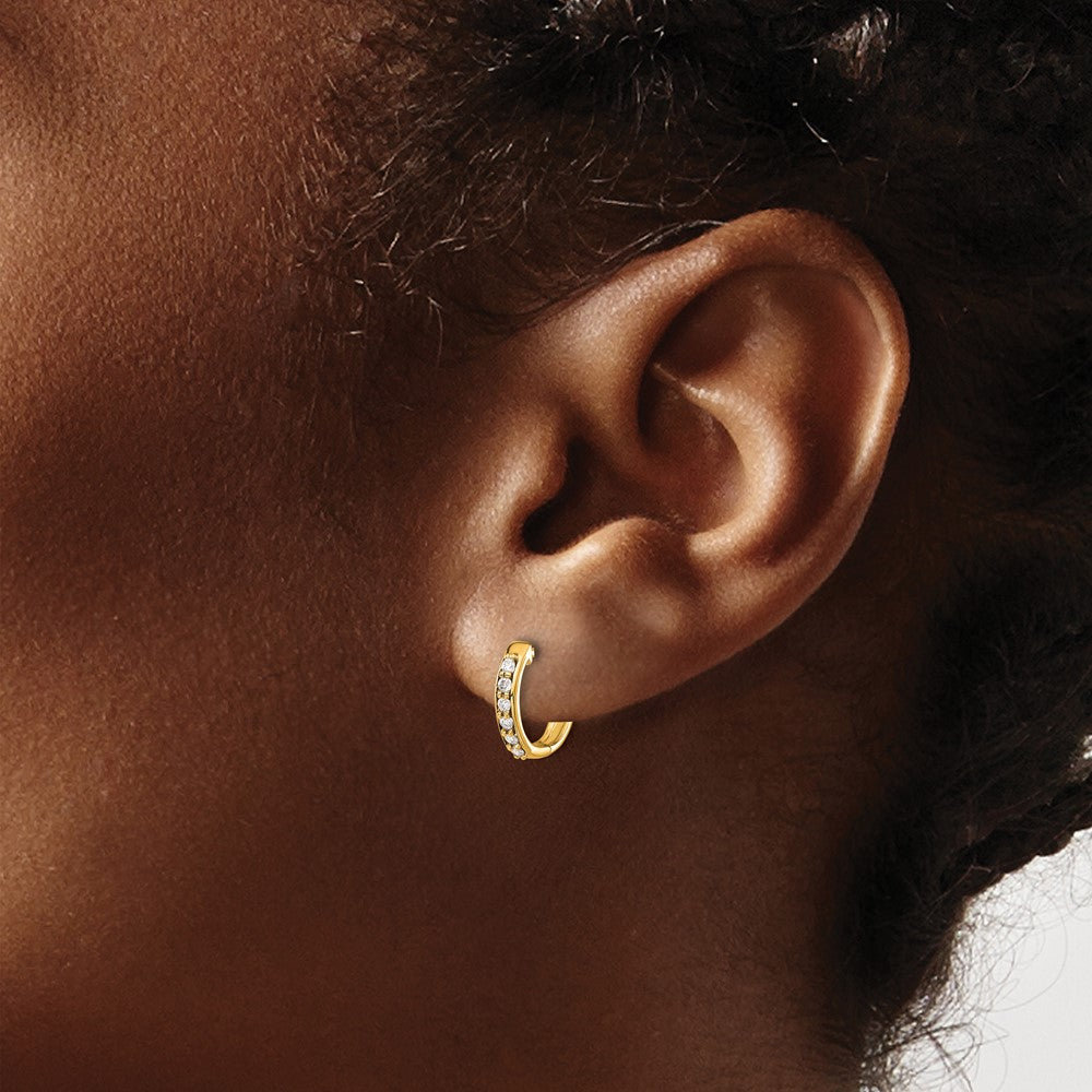 10k 1/8 carat Diamond Round Hinged Hoop Earrings
