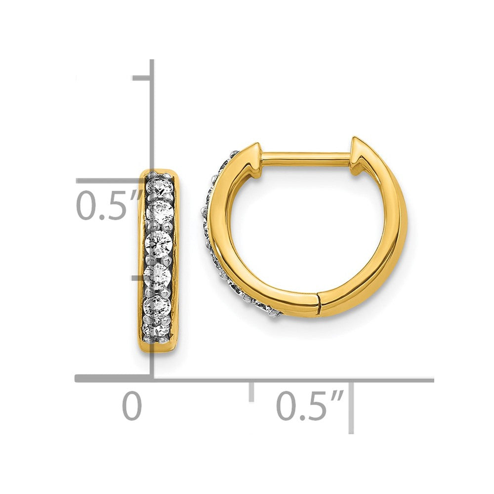 10k 1/4 carat Diamond Round Hinged Hoop Earrings