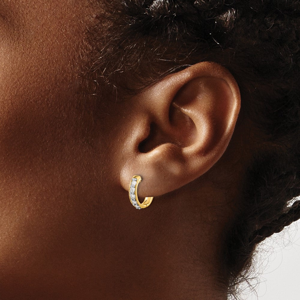 10k 1/3 carat Diamond Round Hinged Hoop Earrings