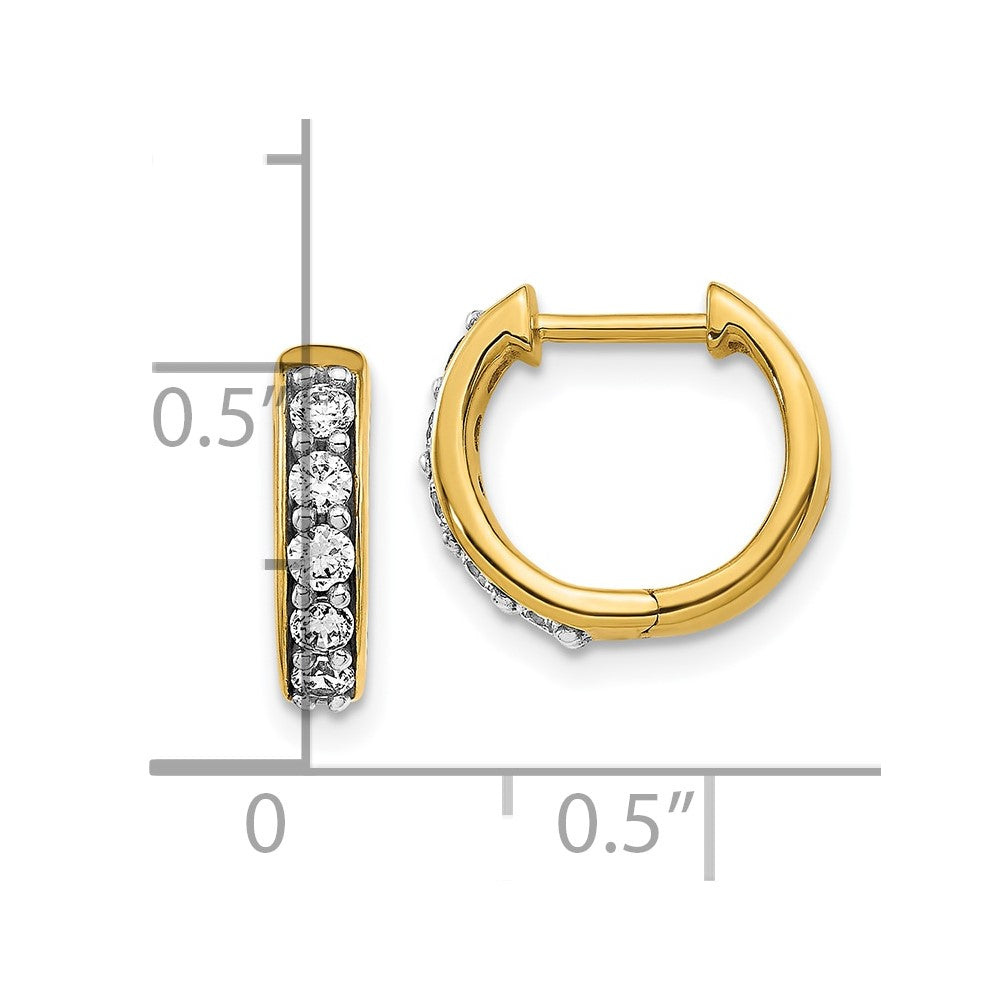 10k 1/3 carat Diamond Round Hinged Hoop Earrings