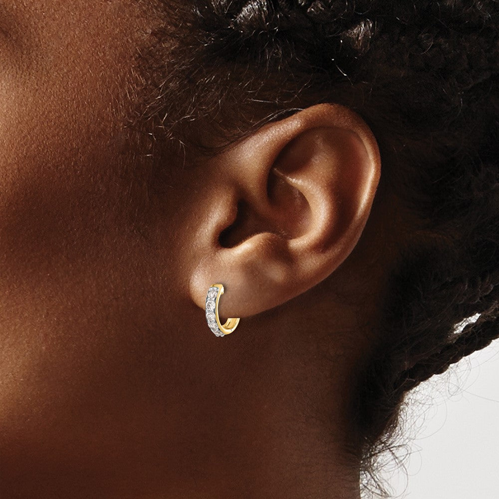 10k 1/2 carat Diamond Round Hinged Hoop Earrings
