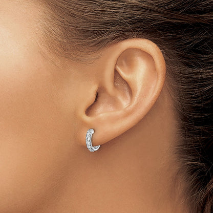 14k White Gold 1/2 carat Lab Grown Diamond VS/SI+ G+ Complete Hinged Hoop Earrings