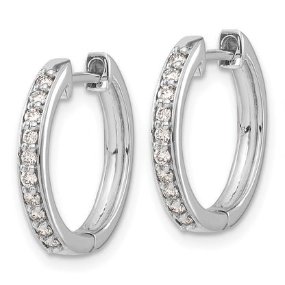 10k White Gold 1/4 carat Diamond Round Hinged Hoop Earrings