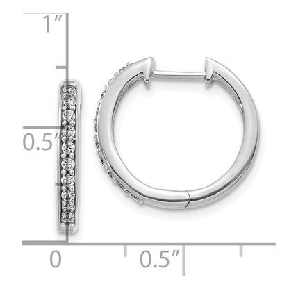 10k White Gold 1/4 carat Diamond Round Hinged Hoop Earrings