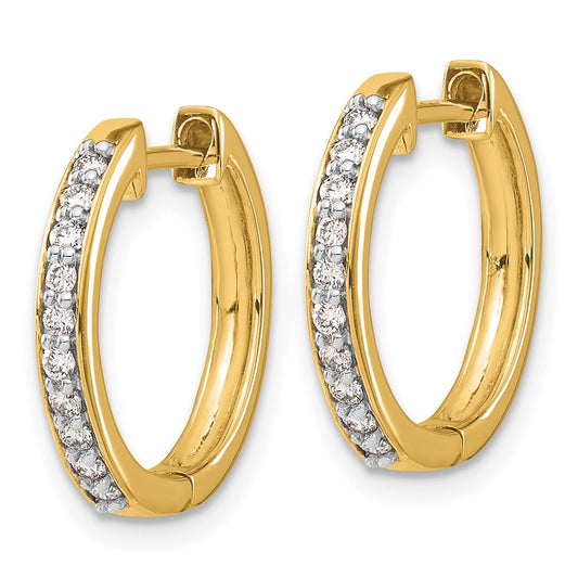 10k 1/4 carat Diamond Round Hinged Hoop Earrings