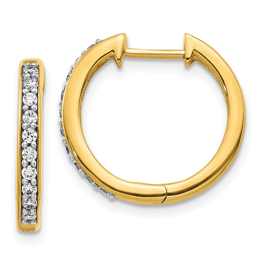 10k 1/4 carat Diamond Round Hinged Hoop Earrings