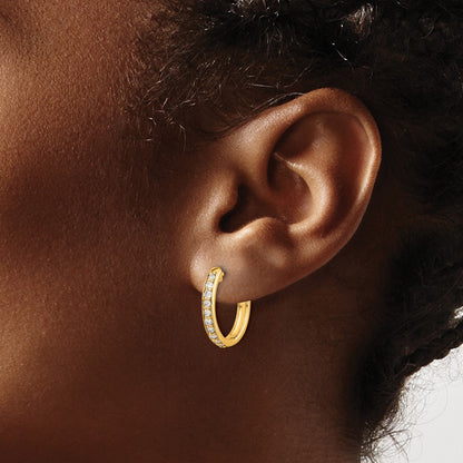 10k 3/8 carat Diamond Round Hinged Hoop Earrings