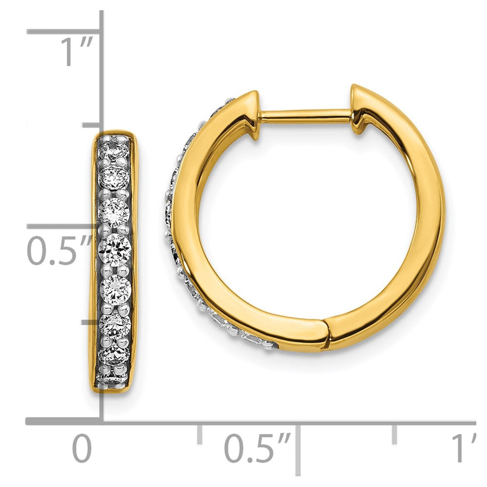 10k 1/2 carat Diamond Round Hinged Hoop Earrings