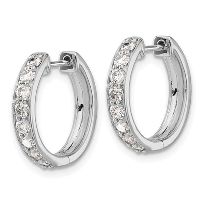 10k White Gold 3/4 carat Diamond Round Hinged Hoop Earrings