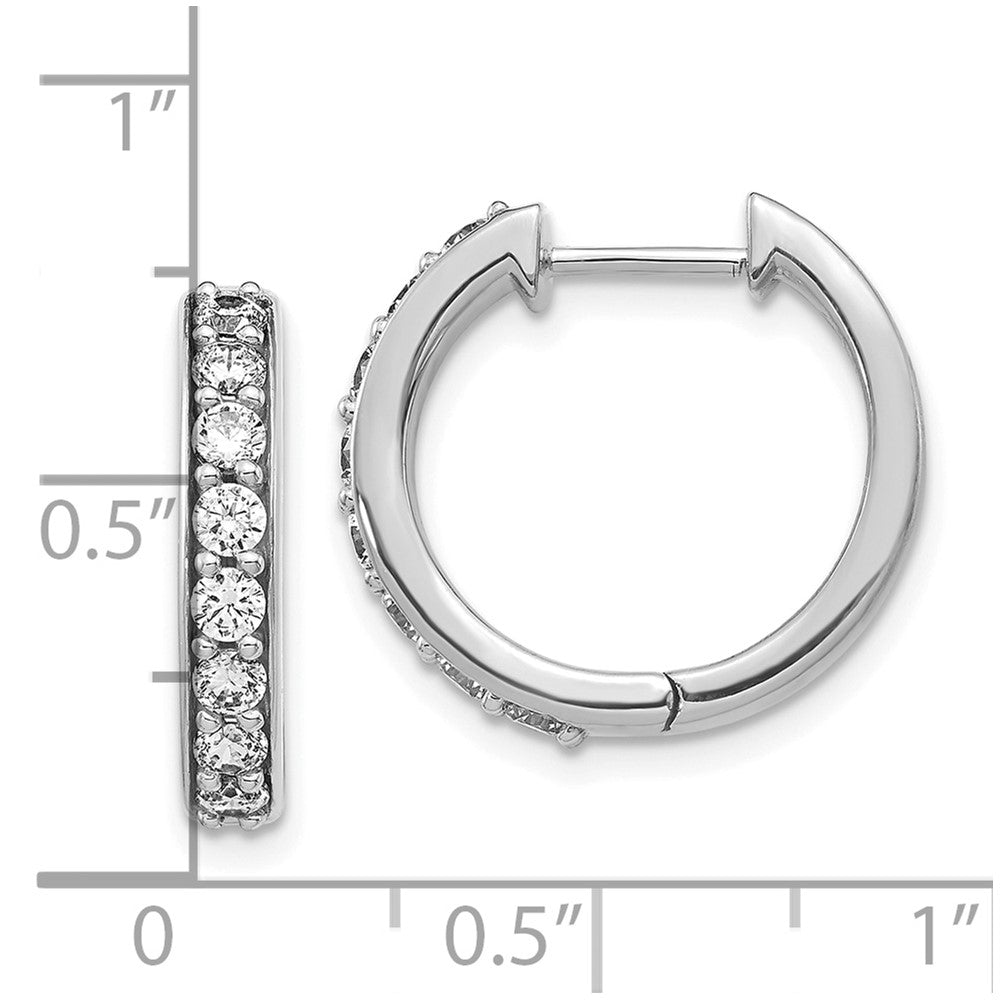 10k White Gold 3/4 carat Diamond Round Hinged Hoop Earrings