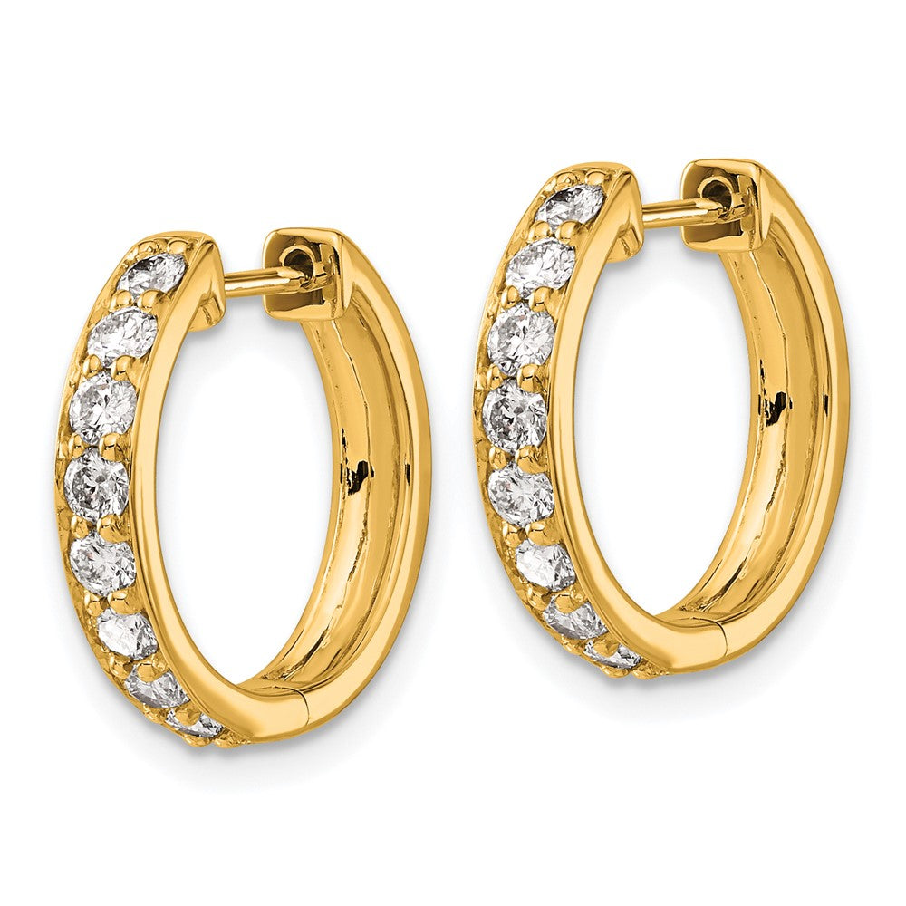 10k 3/4 carat Diamond Round Hinged Hoop Earrings