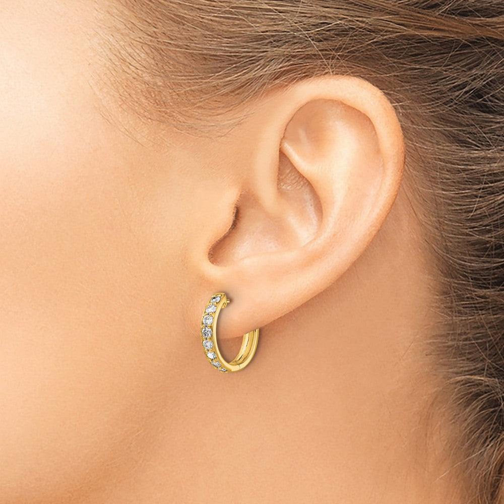 10k 3/4 carat Diamond Round Hinged Hoop Earrings