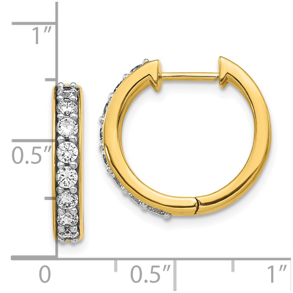 10k 3/4 carat Diamond Round Hinged Hoop Earrings