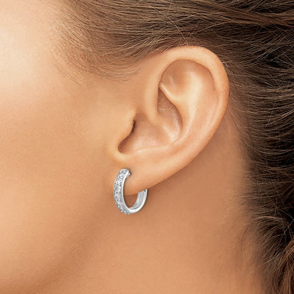 10k White Gold 1 carat Diamond Round Hinged Hoop Earrings