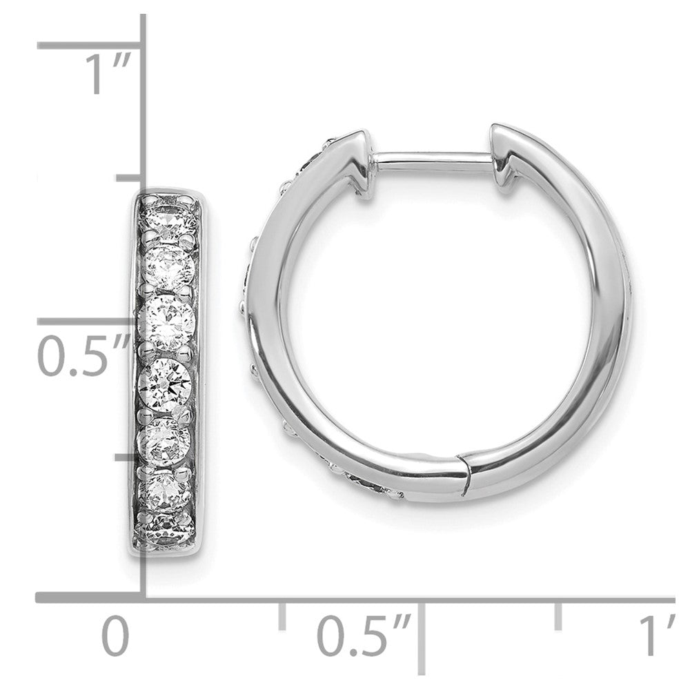 10k White Gold 1 carat Diamond Round Hinged Hoop Earrings