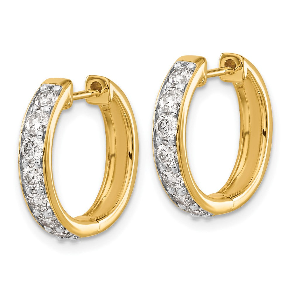 10k 1 carat Diamond Round Hinged Hoop Earrings