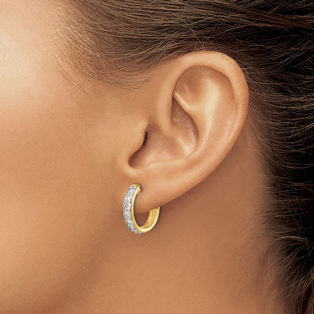 10k 1 carat Diamond Round Hinged Hoop Earrings