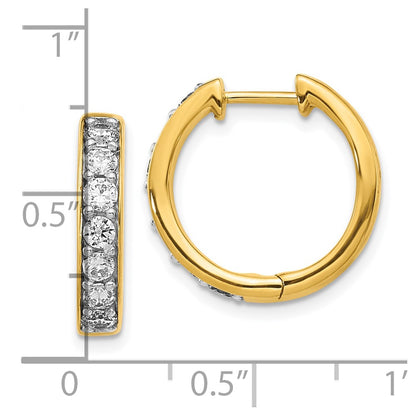 10k 1 carat Diamond Round Hinged Hoop Earrings