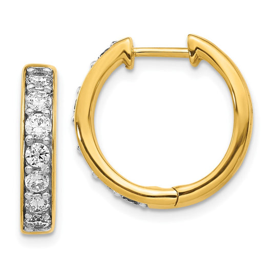 10k 1 carat Diamond Round Hinged Hoop Earrings