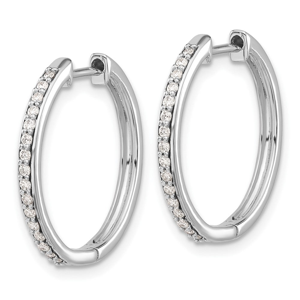 10k White Gold 1/4 carat Diamond Round Hinged Hoop Earrings