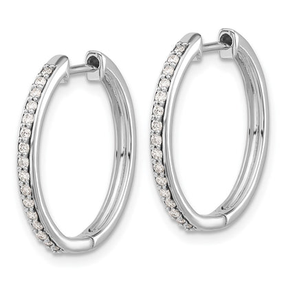 10k White Gold 1/4 carat Diamond Round Hinged Hoop Earrings