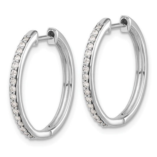 10k White Gold 1/4 carat Diamond Round Hinged Hoop Earrings