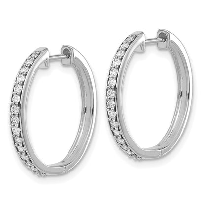 10k White Gold 1/3 carat Diamond Round Hinged Hoop Earrings