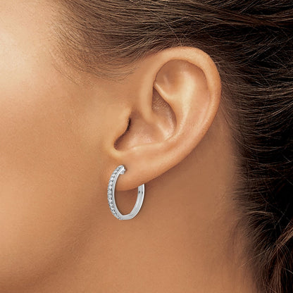 10k White Gold 1/3 carat Diamond Round Hinged Hoop Earrings