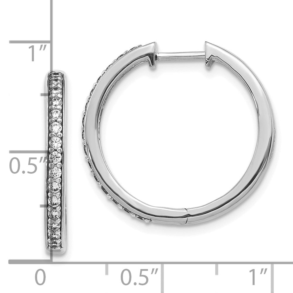 10k White Gold 1/3 carat Diamond Round Hinged Hoop Earrings