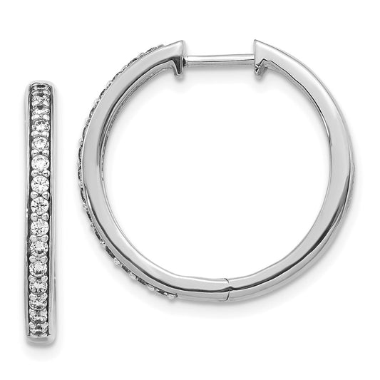 10k White Gold 1/3 carat Diamond Round Hinged Hoop Earrings