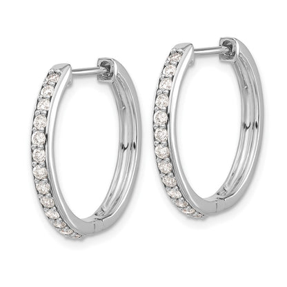 10k White Gold 5/8 carat Diamond Round Hinged Hoop Earrings