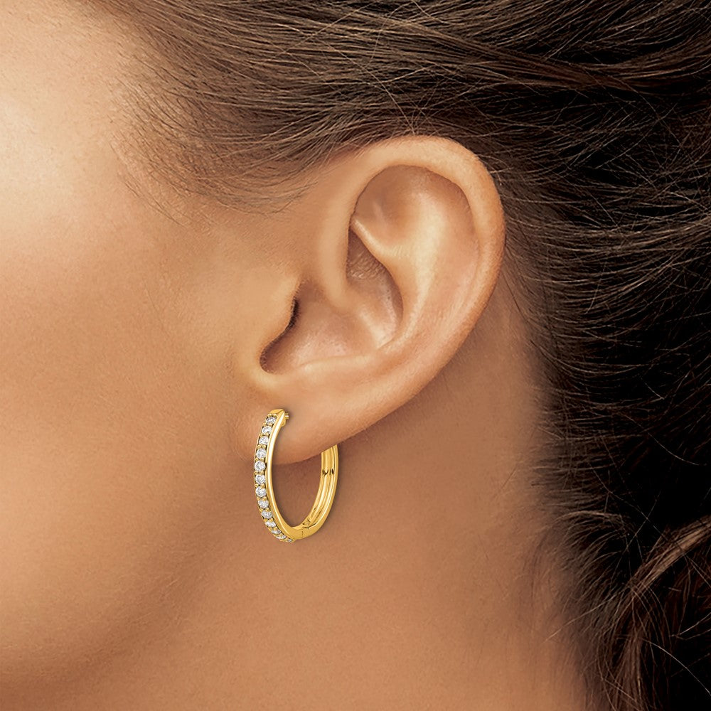 10k 5/8 carat Diamond Round Hinged Hoop Earrings