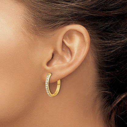 10k 5/8 carat Diamond Round Hinged Hoop Earrings