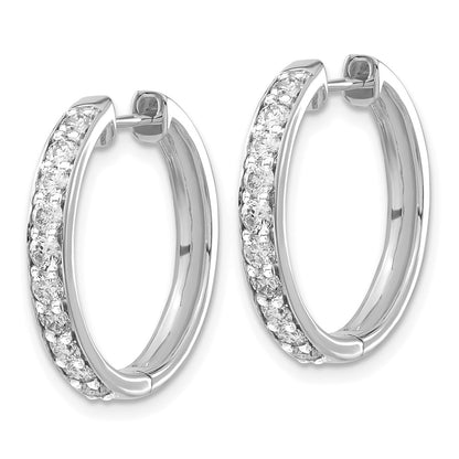 10k White Gold 1 carat Diamond Round Hinged Hoop Earrings