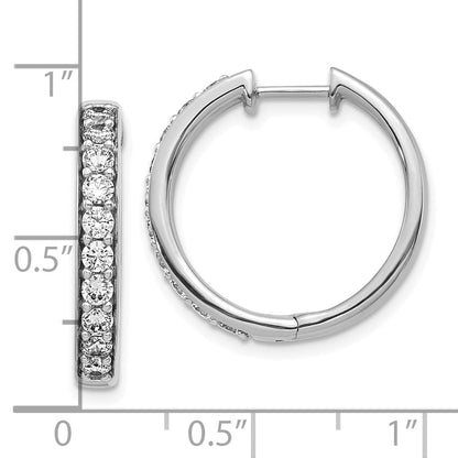 10k White Gold 1 carat Diamond Round Hinged Hoop Earrings