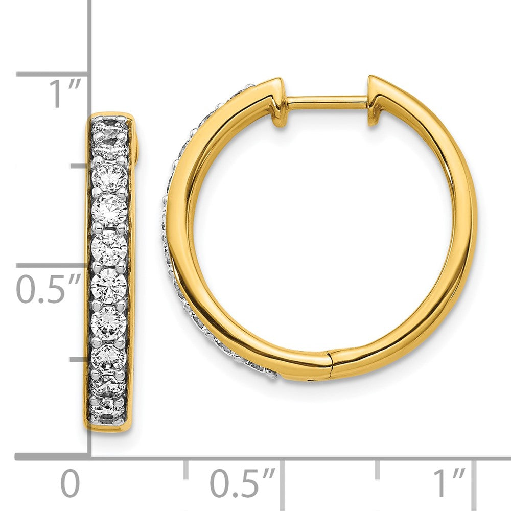 10k 1 carat Diamond Round Hinged Hoop Earrings