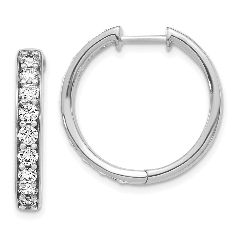 10k White Gold 1.25 carat Diamond Round Hinged Hoop Earrings