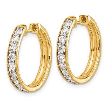 10k 1.25 carat Diamond Round Hinged Hoop Earrings