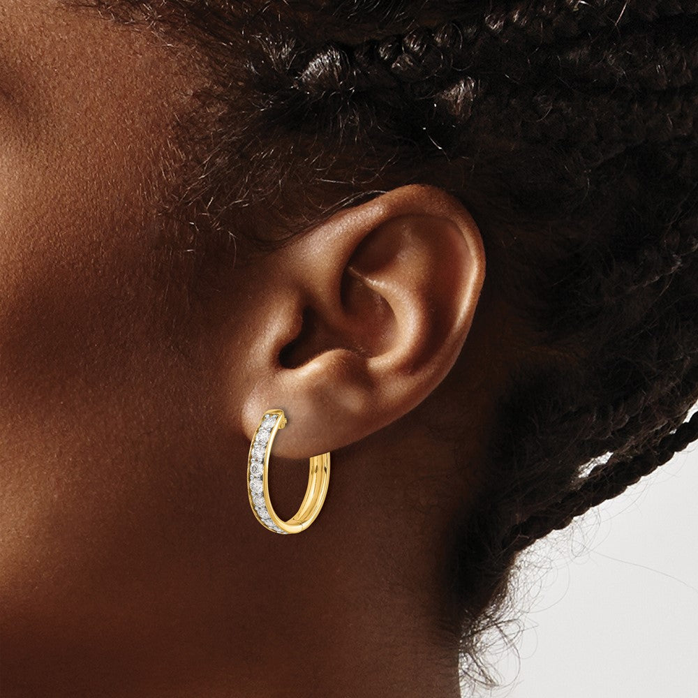 10k 1.25 carat Diamond Round Hinged Hoop Earrings