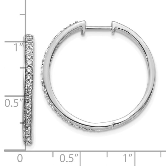 10k White Gold 1/2 carat Diamond Round Hinged Hoop Earrings