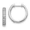 10k White Gold 3/8 carat Diamond Milgrain Edge Round Hinged Hoop Earrings